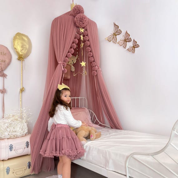Dusty Rose Tüll Betthimmel, Kinder Kinderzimmer Zelt