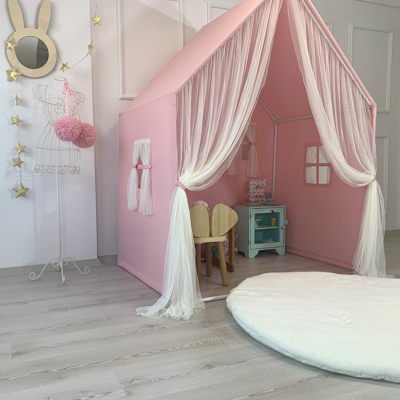 Buy Montessori House Bed Pink Canvas Teepee Playhouse Tent Online in India Etsy
