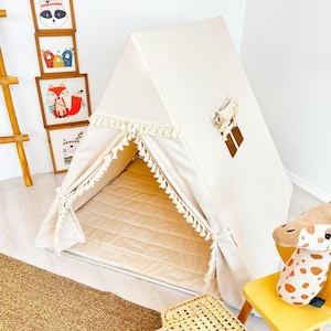 Boho Camping Tent, Cotton Teepee, Tent for girls, Canvas Kids Tent, Kids Play Tent, Playhouse for kids, Nordic tent for Girls and Boys