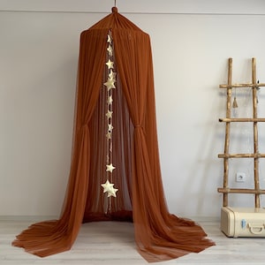 Cinnamon Canopy Curtains, Crib Canopy, Canopy Bed; Brown Kids Canopy, Nursery Canopy, Canopy Tent, Cinnamon Canopy, Canopy Curtains