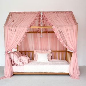  Mengersi Bed Canopy for Girls,Canopy Bed Curtains Canopy for  Bed Drapes,Princess Bed Curtains Birthday Present Girls Room Decor,Pink :  Home & Kitchen