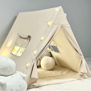 Teepee for kid, Cotton Teepee, Tent for boys, Canvas Kids Tent, Boho Kids Teepee, Playhouse for kids, Nordic tent for Girls and Boys