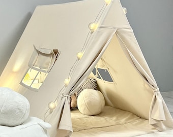 Teepee for kid, Cotton Teepee, Tent for boys, Canvas Kids Tent, Boho Kids Teepee, Playhouse for kids, Nordic tent for Girls and Boys
