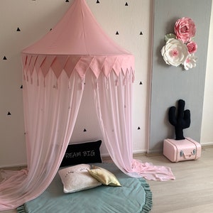 Pink Half Rounded Canopy, Hanging Play Tent, Canopy Bedding, Reading Nook Tent, Girls Canopy, Play Corner, Kids Reading Corner, Canopy Tent