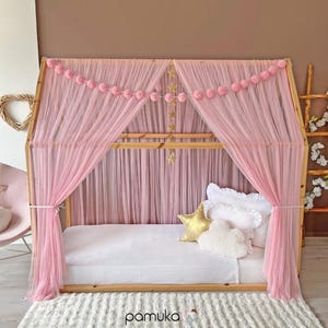 Pink Montessori Bed Canopy, Personalized  Bed Canopy, Canopy for House Bed, Canopy tent, Canopy bed, Canopy for Crib,Bed Curtains