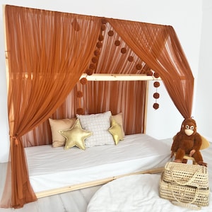 Cinnamon Tulle Canopy, Customized Montessori Bed Canopy, Montessori Bed Curtains, House Bed Curtains, Crib Canopy for Bed Frame