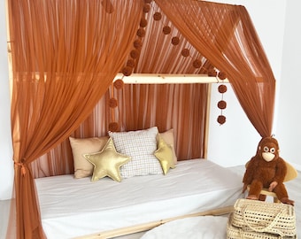 Cinnamon Tulle Canopy, Customized Montessori Bed Canopy, Montessori Bed Curtains, House Bed Curtains, Crib Canopy for Bed Frame