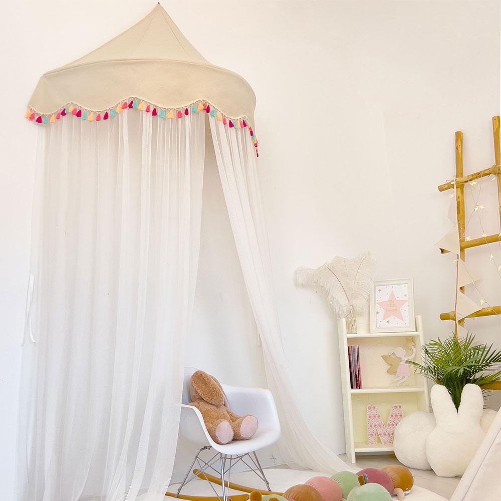 Rainbow Mosquito Net Bed Canopy, Rainbow Bed Cover With 100 LED String Lights, Oversized Hanging Queen Bed Cover Bed Curtain Net For Infants, Kids