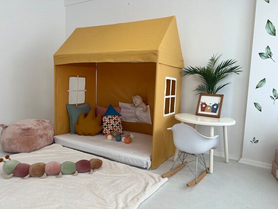 Crib Size MUSTARD Canopy House Canvas Playhouse Canopy Bed