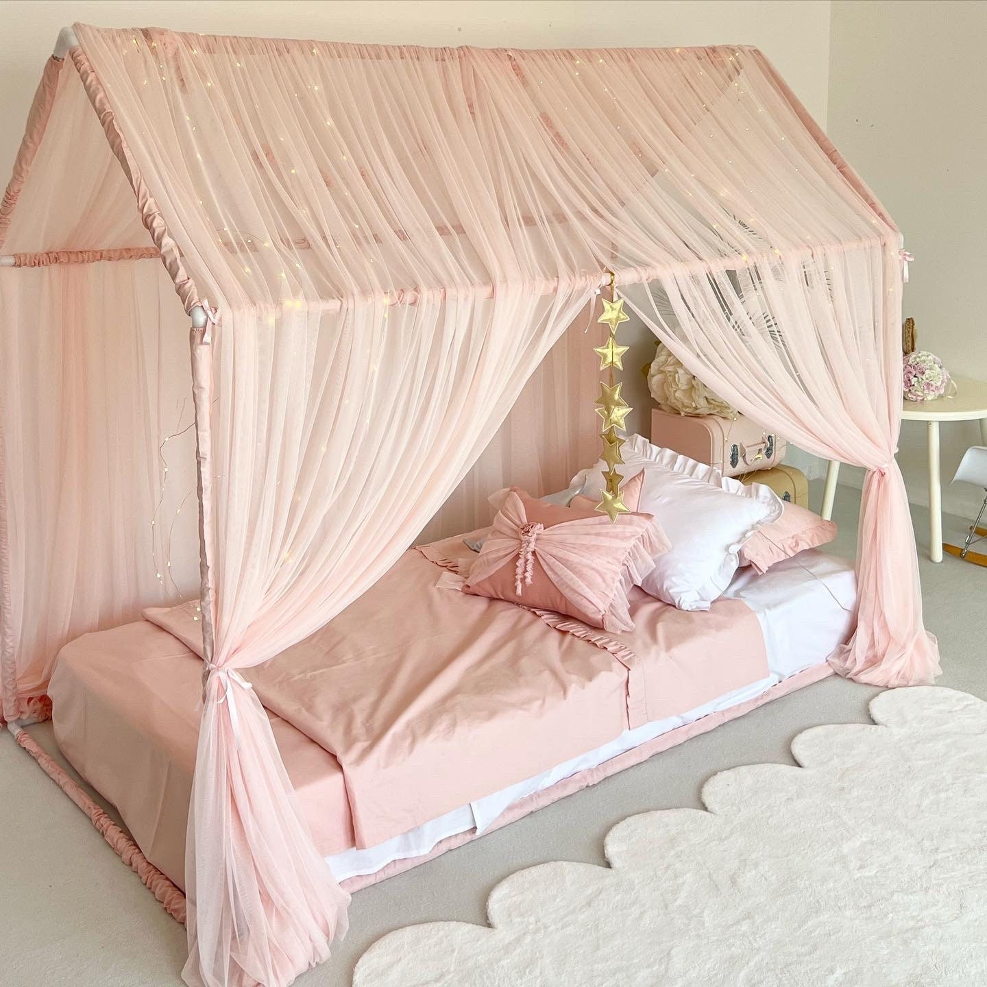 Blush Kids Bed Canopy, Nursery Crib Canopy, Kids Canopy, Crib