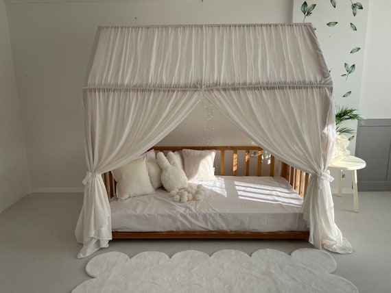 White Montessori Canopy Customized Montessori Bed Canopy Montessori Bed Curtains House Bed Curtain Muslin Canopy Cotton Montessori Tent Etsy Australia