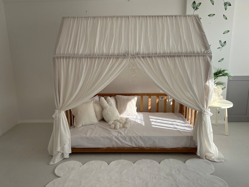 White Montessori Canopy Customized Montessori Bed Canopy Etsy