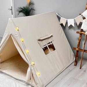 Teepee for kid, Cotton Teepee, Tent for boys, Canvas Kids Tent, Boho Kids Teepee, Playhouse for kids, Nordic tent for Girls and Boys image 8