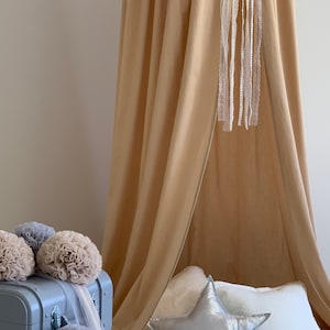 Bed Hanging Canopy, Beige Canopy, Nursery Baldachin, Cotton Bed Canopy, Hanging  Play Tent, Nook Baldachin, Reading Corner, Gift for kids