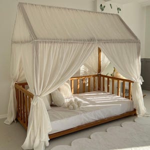 Montessori Bed Canopy, Customized Bed Canopy, Muslin Canopy Bed, House Bed Curtain, White Canopy Curtains, Muslin Canopy, Cotton Canopy Bed,