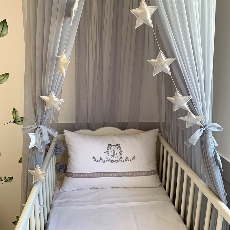 Grey Crib Canopy Tulle Nursery Canopy Kids Canopy Play Room Etsy