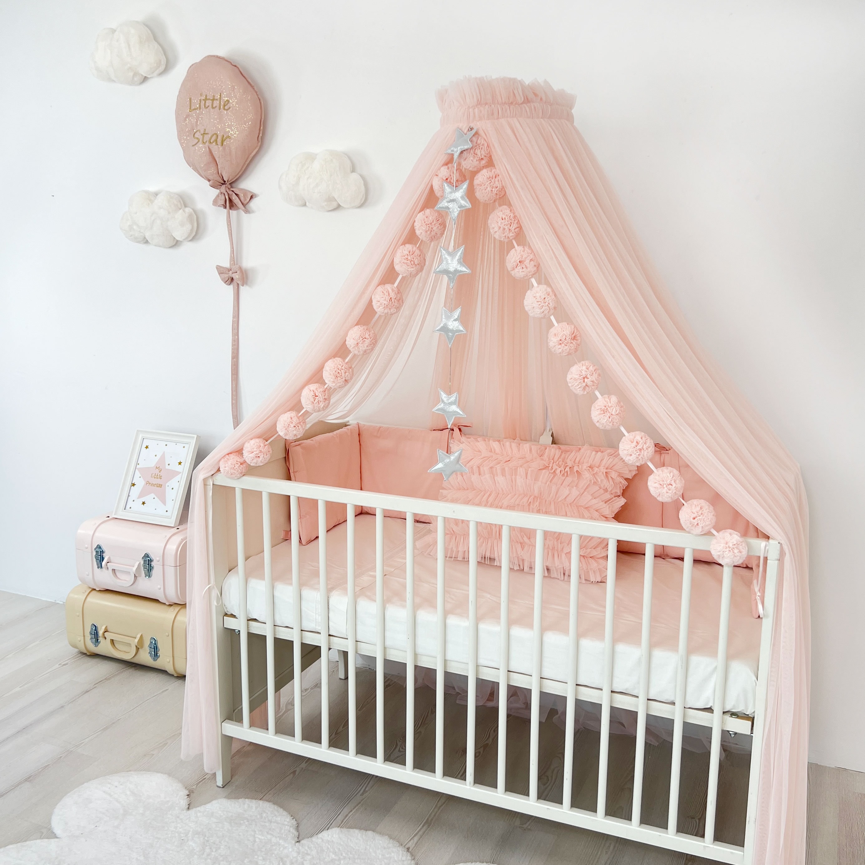 Baby Pink Crib Canopy Nursery Bed Canopy Canopy Bed Curtains Tulle Canopy Girl Bed Curtains Canopy for Crib Baby Canopy Pink Canopy Etsy Canada