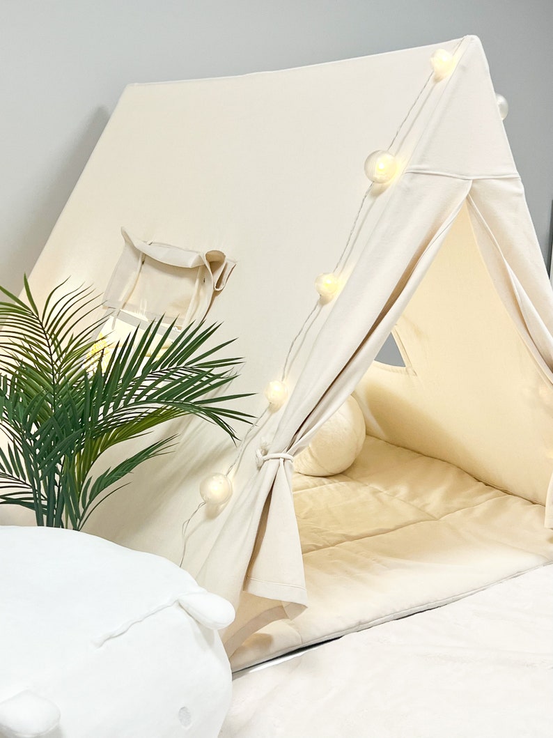 Teepee for kid, Cotton Teepee, Tent for boys, Canvas Kids Tent, Boho Kids Teepee, Playhouse for kids, Nordic tent for Girls and Boys image 5