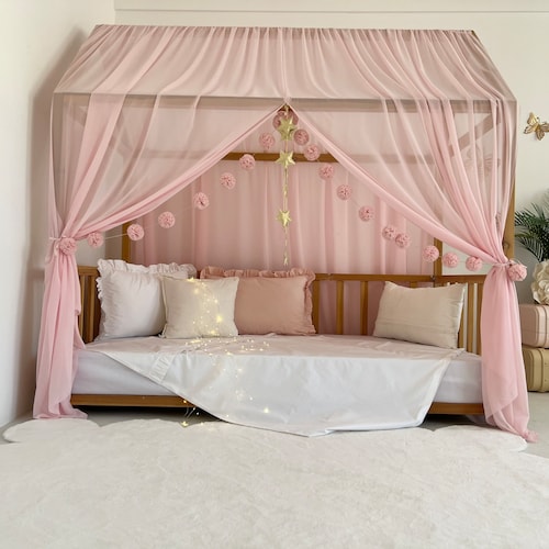 White House Bed Chiffon Canopy Customized Montessori Bed Etsy Canada