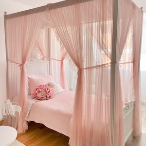DELUXE mit FRILL Baby Rosa Himmelbett, Himmelbett, Himmelbett, Montessori-Himmelbett, Himmelbett, Himmelbett
