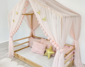 ROYAL Baby Pink  Bed Canopy, Customized Bed Canopy, Canopy Bed Curtains, House Bed Curtains, Montessori Canopy,Canopy Tent, Canopy for Crib