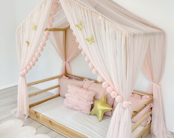 DELUXE Baby Pink  Bed Canopy, Customized Bed Canopy, Canopy Bed Curtains, House Bed Curtains, Montessori Canopy,Canopy Tent, Canopy for Crib