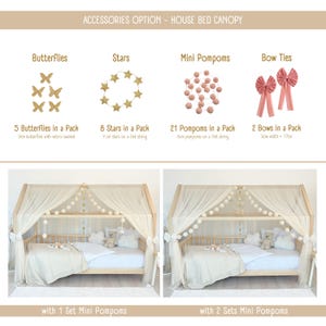 Cream House Bed Canopy • Custom Montessori Bed Curtains • Fits Different Models• Soft Tulle Drapes image 5