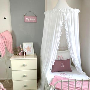 White Frill Canopy, Sheer baldachin, White Canopy Frill, Tulle Canopy Bed, Reading Nook, White Crib Canopy, Princess Canopy