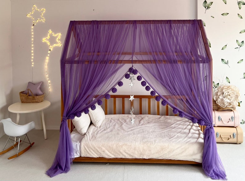 Purple Montessori Bed Canopy Customized Montessori Bed Etsy