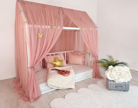Blush bed canopy discount