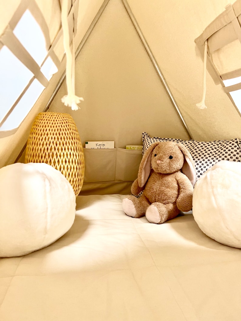 Teepee for kid, Cotton Teepee, Tent for boys, Canvas Kids Tent, Boho Kids Teepee, Playhouse for kids, Nordic tent for Girls and Boys image 10