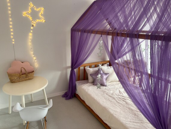 Purple canopy tent for bed discount