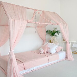 Twin Size Princess Playhouse Baby Pink Canopy Bed Montessori House Canopy Montessori Bed Canopy Baby Pink Playhouse Tent Kids Beds Etsy Canada
