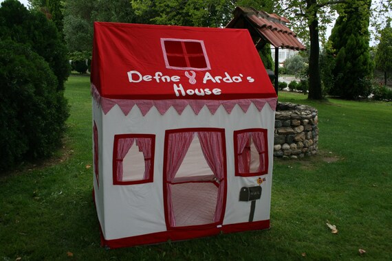 Indoor Play House Red Teepee Playhouse Tent Cottage Tent Etsy