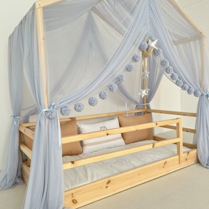 PLUS Blue Montessori Bed Canopy, Customized Bed Canopy, Canopy Bed Curtains, House Bed Curtains, Canopy for Bed,Canopy Tent, Canopy for Crib