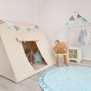 Cotton Teepee, Boho Kids Tent, indoor Play Tent, Kids Tent, Nursery Tent, Canvas Tent For Kids, Children Teepee, Natural Play Teepee