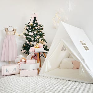White Camping Tent, Cotton Teepee, Tent for girls, Canvas Kids Tent, Kids Play Tent, Playhouse for kids, Nordic tent for Girls and Boys