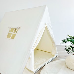 White Camping Tent, Cotton Teepee, Tent for girls, Canvas Kids Tent, Kids Play Tent, Playhouse for kids, Nordic tent for Girls and Boys