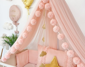 Pink Tulle Crib Canopy: Baby Girl Nursery Decor