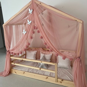 PLUS Blush  Bed Canopy, Customized Bed Canopy, Canopy Bed Curtains, House Bed Curtains, Montessori Canopy,Canopy Tent, Canopy for Crib