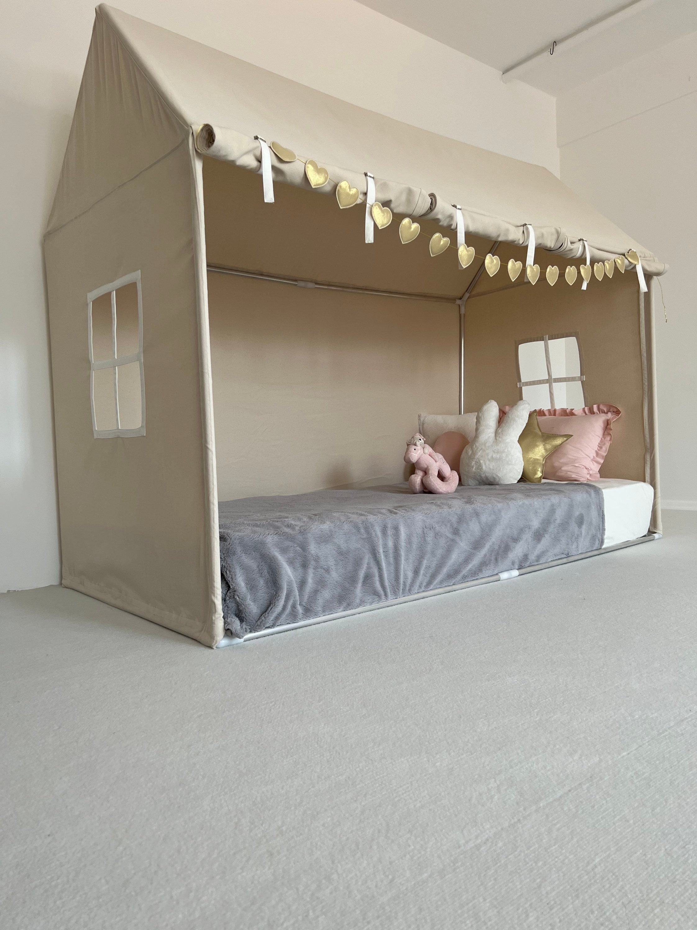 Buy Twin Size Playhouse Canopy Canopy Bed Naturel Canvas Online In