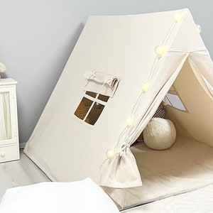 Teepee for kid, Cotton Teepee, Tent for boys, Canvas Kids Tent, Boho Kids Teepee, Playhouse for kids, Nordic tent for Girls and Boys image 2