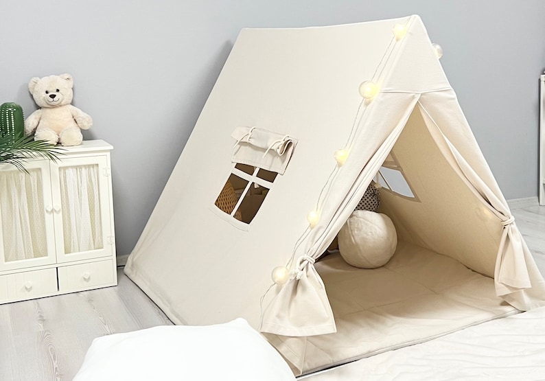 Teepee for kid, Cotton Teepee, Tent for boys, Canvas Kids Tent, Boho Kids Teepee, Playhouse for kids, Nordic tent for Girls and Boys image 2