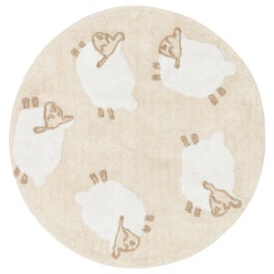 Waschbarer Babyteppich aus Baumwolle, Rund 120 cm, Rutschfester Teppich, Kinderzimmerteppich