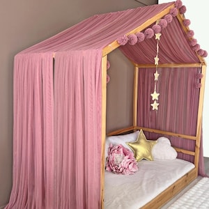 Dusty Rose Canopy Bed, Customized Bed Canopy, Canopy Bed Curtains, House Bed Curtains, Canopy for Bed, Canopy Tent, Canopy for Crib