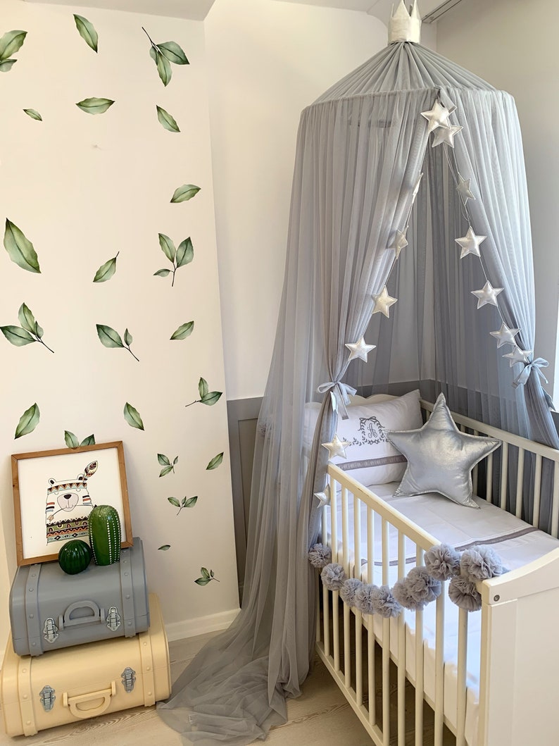 Grey Crib Canopy Tulle Nursery Canopy Kids Canopy Play Room Etsy