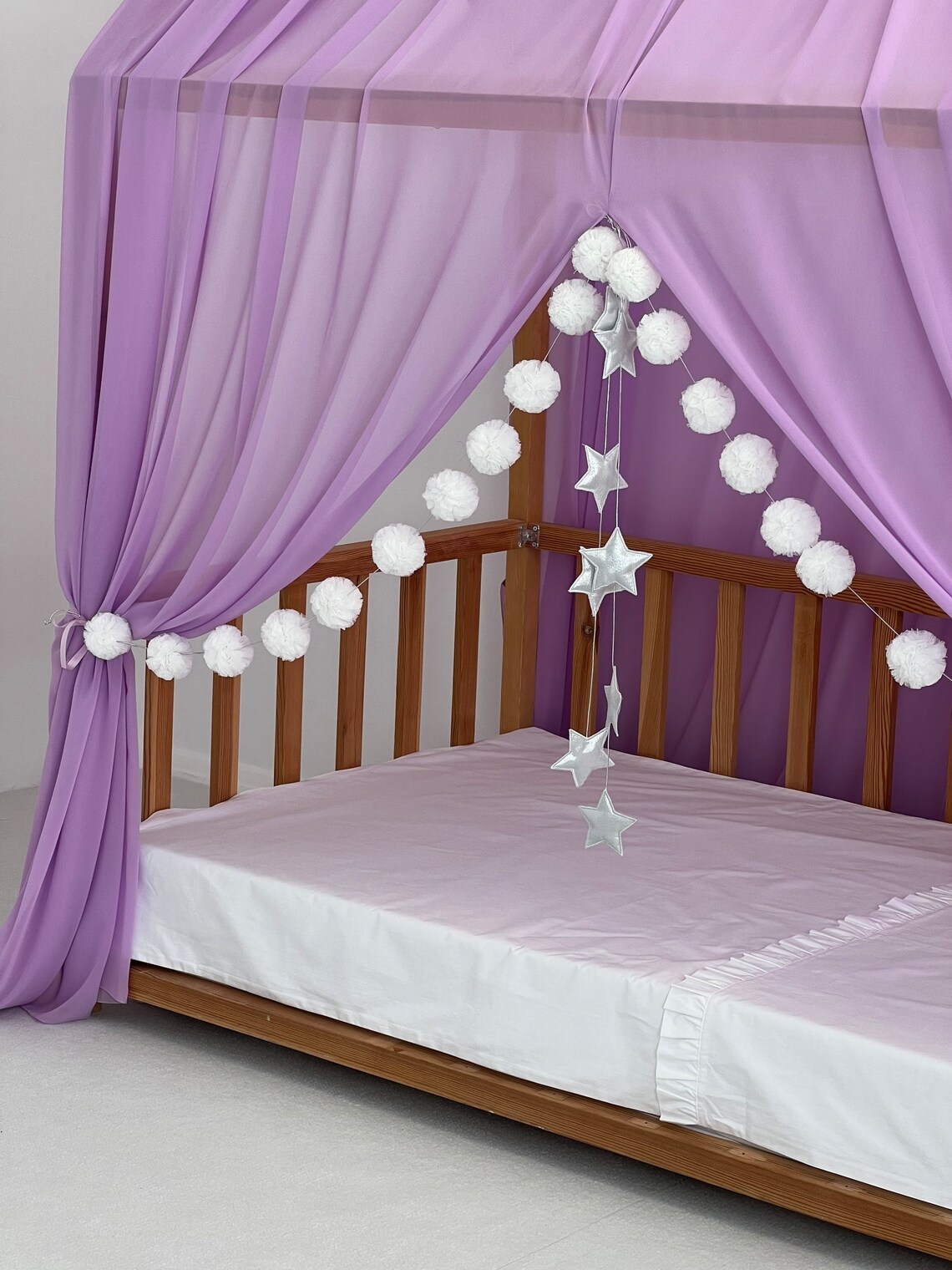 Purple Montessori Bed Canopy Customized Montessori Bed Etsy