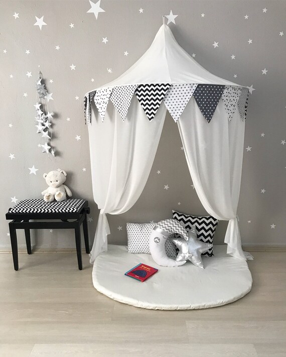 Baldachin Schwarz Weiss Tipi Zelt Kinder Baldachin Hangen Etsy
