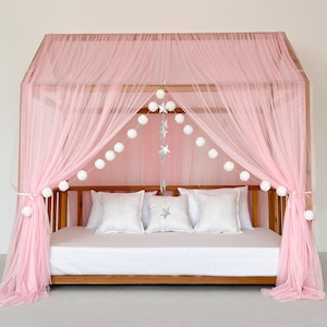 Pink House Canopy, Customized Bed Canopy, Montessori Bed Curtains, Canopy House Bed, Canopy for Crib, Canopy Tent, Pink Canopy Curtains