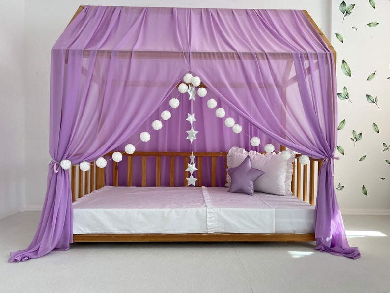 Purple Montessori Bed Canopy Customized Montessori Bed Etsy